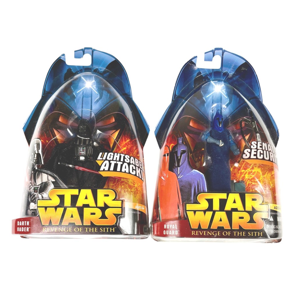 DARTH VADER & BLUE ROYAL GUARD Star Wars Revenge of the Sith Action Figures